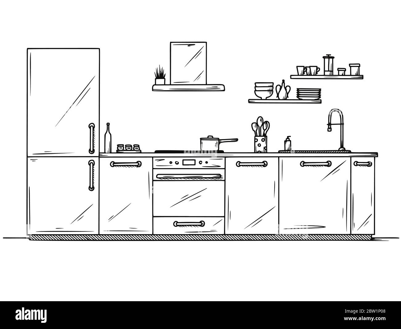 How to draw scenery of kitchen step by step  YouTube
