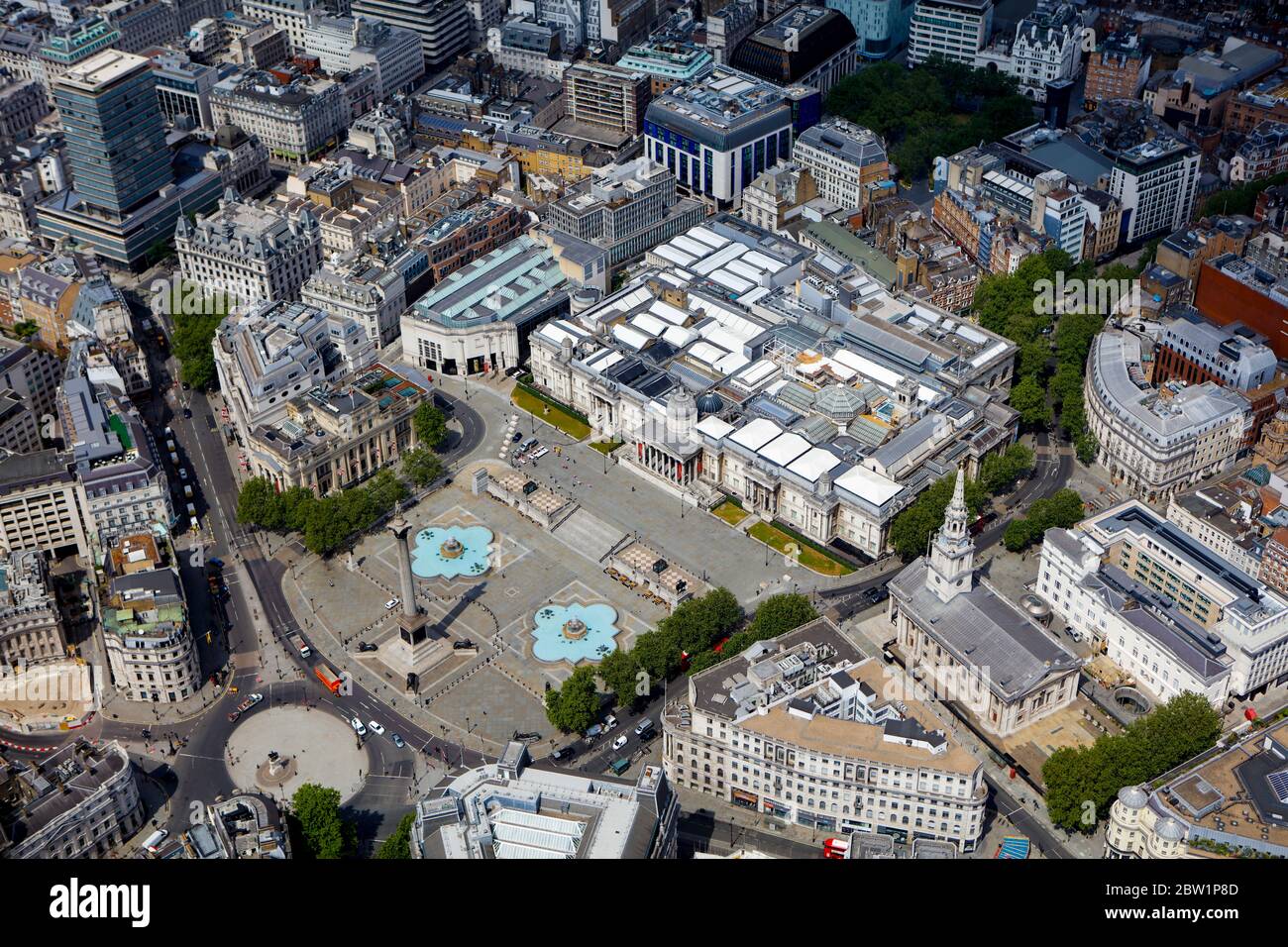 Aerial View of Trafalgar Square, London, UK Stock Photo