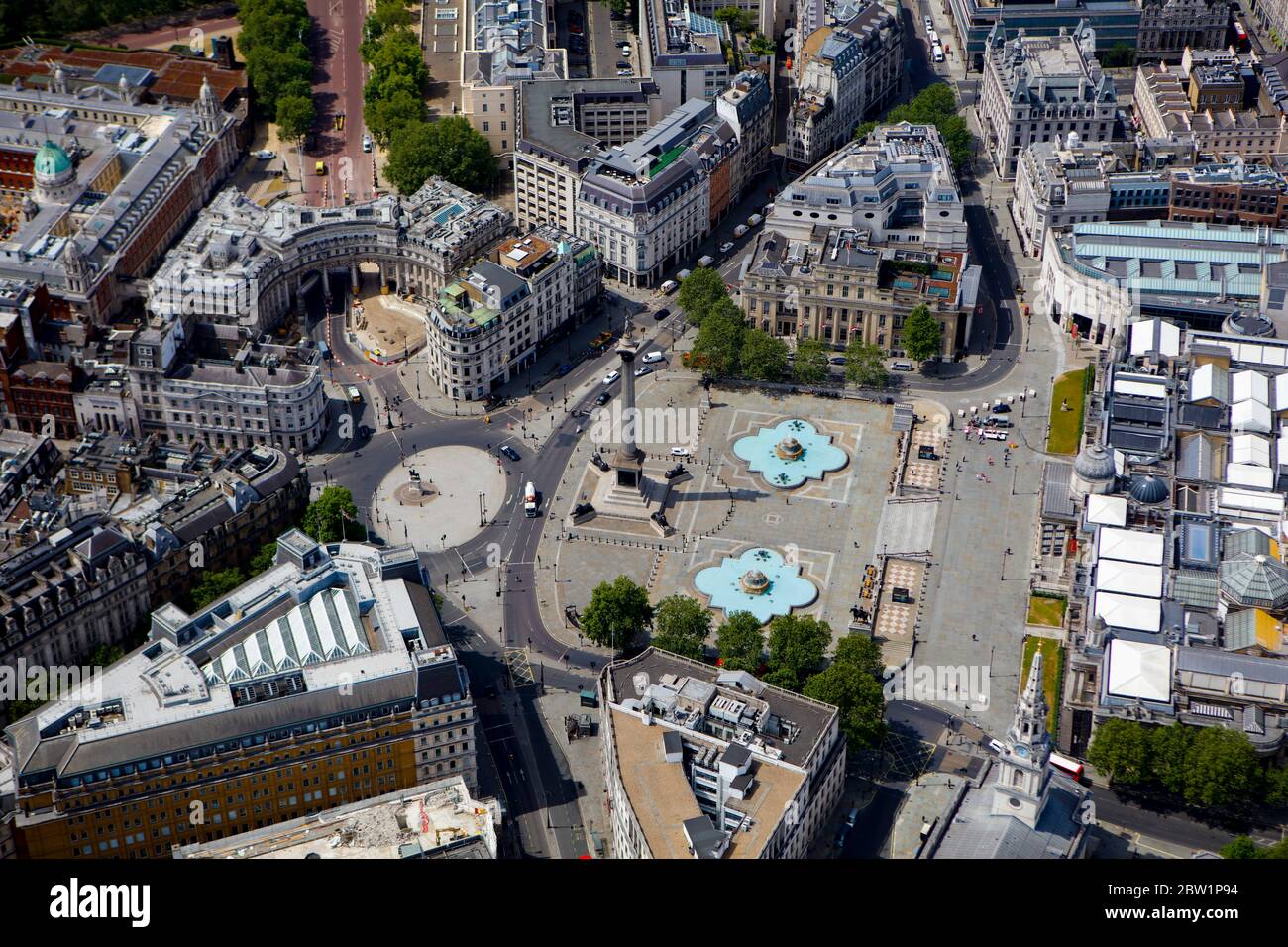 Aerial View of Trafalgar Square, London, UK Stock Photo