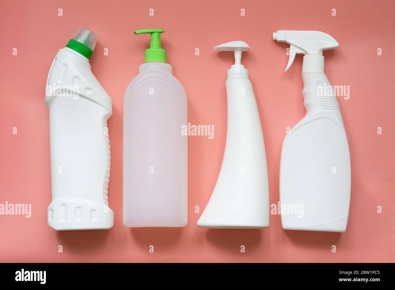 4 types of plastic bottles for household chemicals Stock Photo Alamy