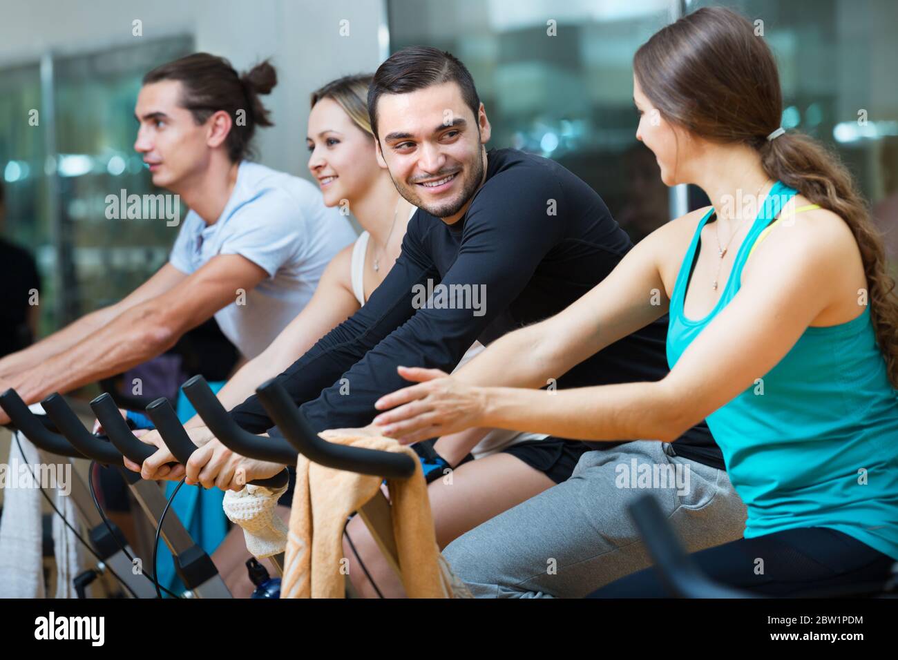 Girl riding fitness machine in hi-res stock photography and images - Alamy