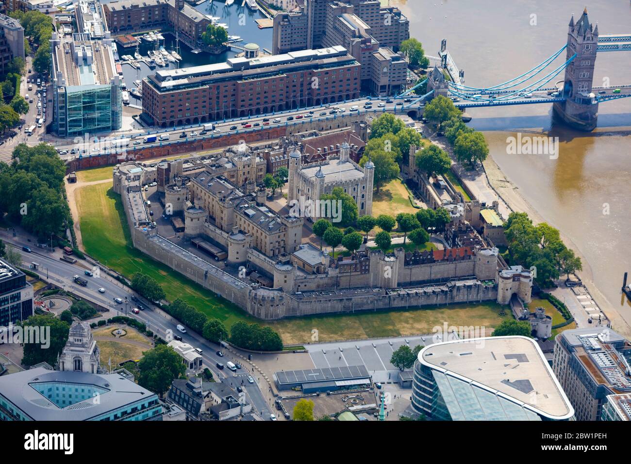 Aerial View of the Tower of London, UK Stock Photo