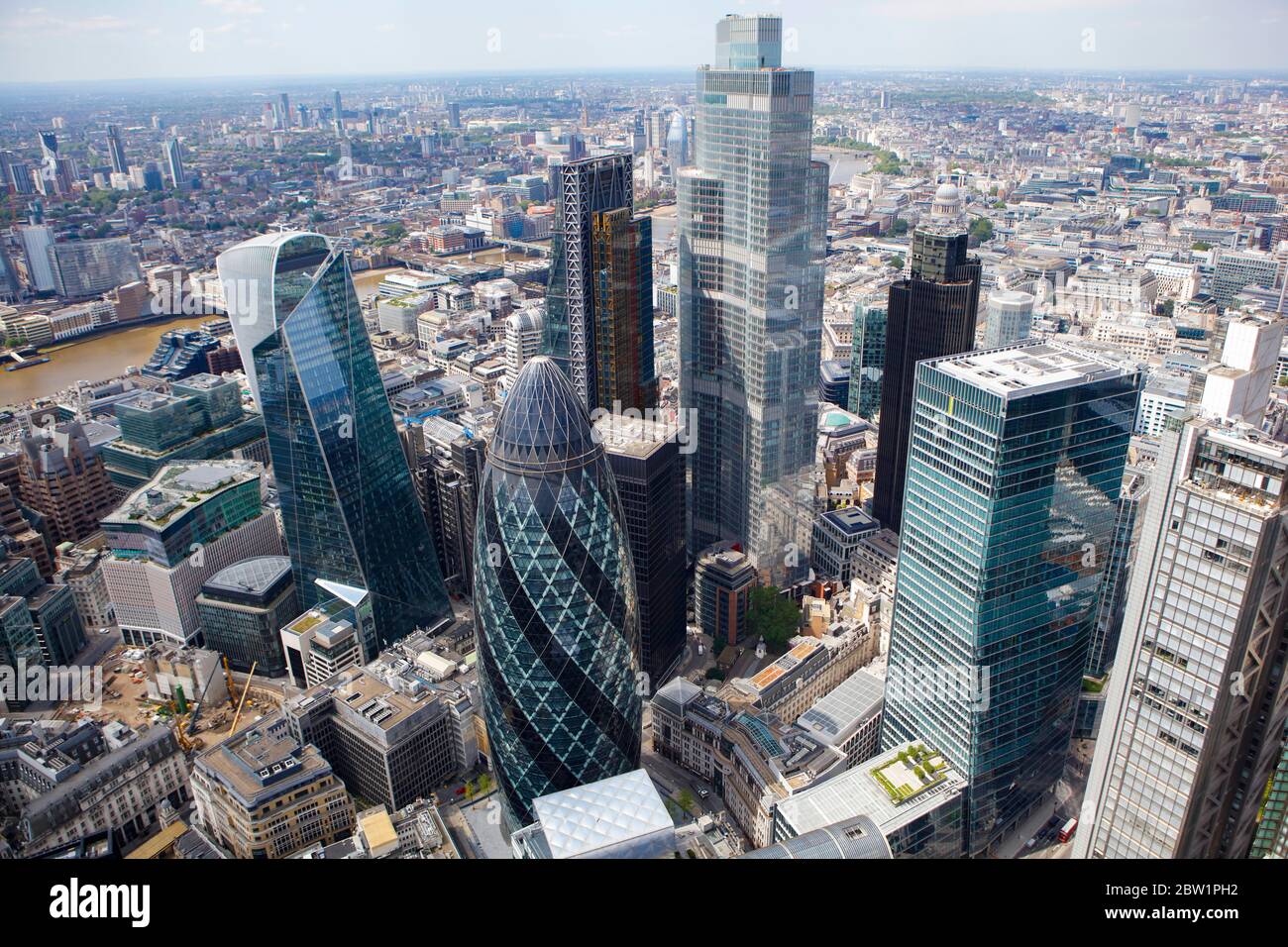 Aerial View of the Financial District in London, UK Stock Photo