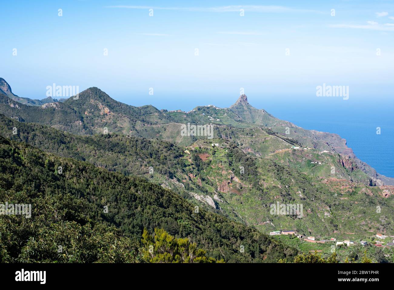 Panoramic view on Anaga mountains - hiking Tenerife, Spain, viewpoint from mirador Risco Magoje Stock Photo