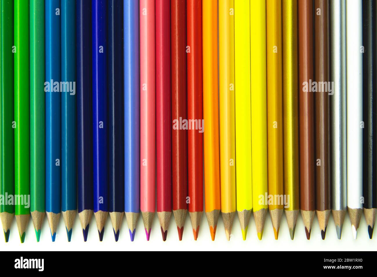 Crayons. Colorful pencils isolated on white background. Back to school concept. Stock Photo
