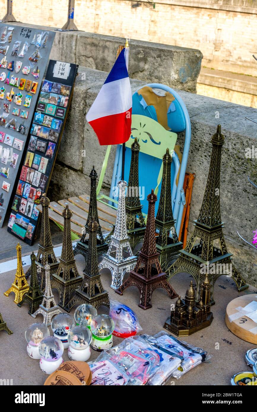 Souvenir Eiffel Towers for sale. Paris. France Stock Photo