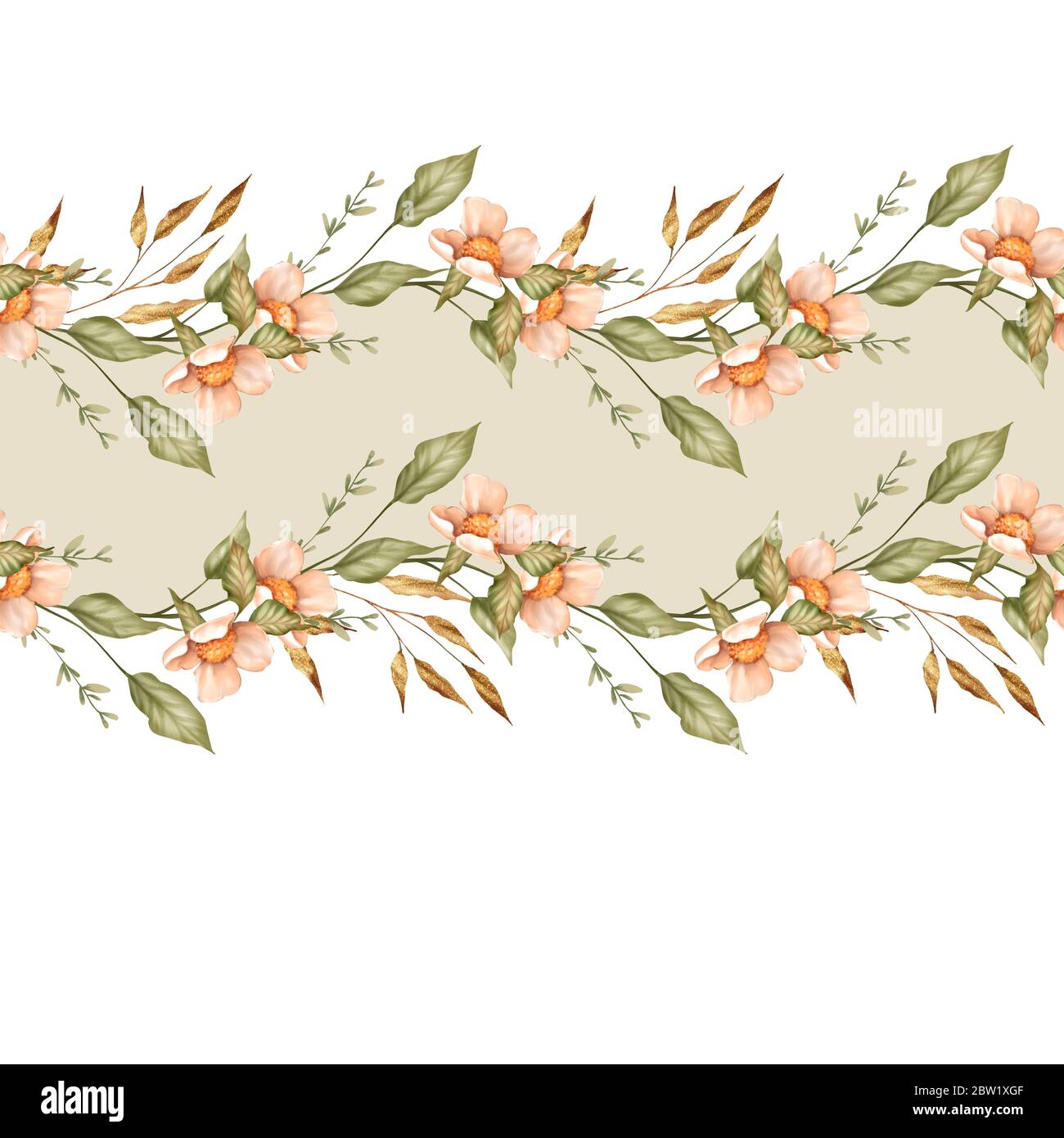 Floral horizontal seamless border. Pattern with floral elements ...