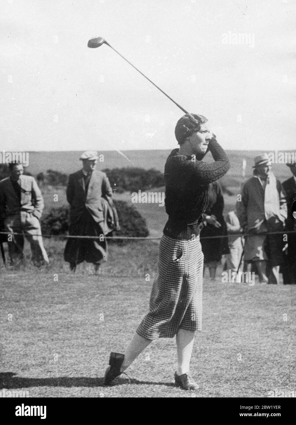 Miss Anderson wins British Women's Golf Championship. Miss Jessie Anderson, the 22-year-old Perth golfer, won the British Women's Golf Championships by defeating Miss Doris Park, 6 and 4 at Turnberry, Ayrshire. Photo shows, Miss Jessie Anderson, the new British women's champion, in play during the tournament. 11 June 1937 Stock Photo