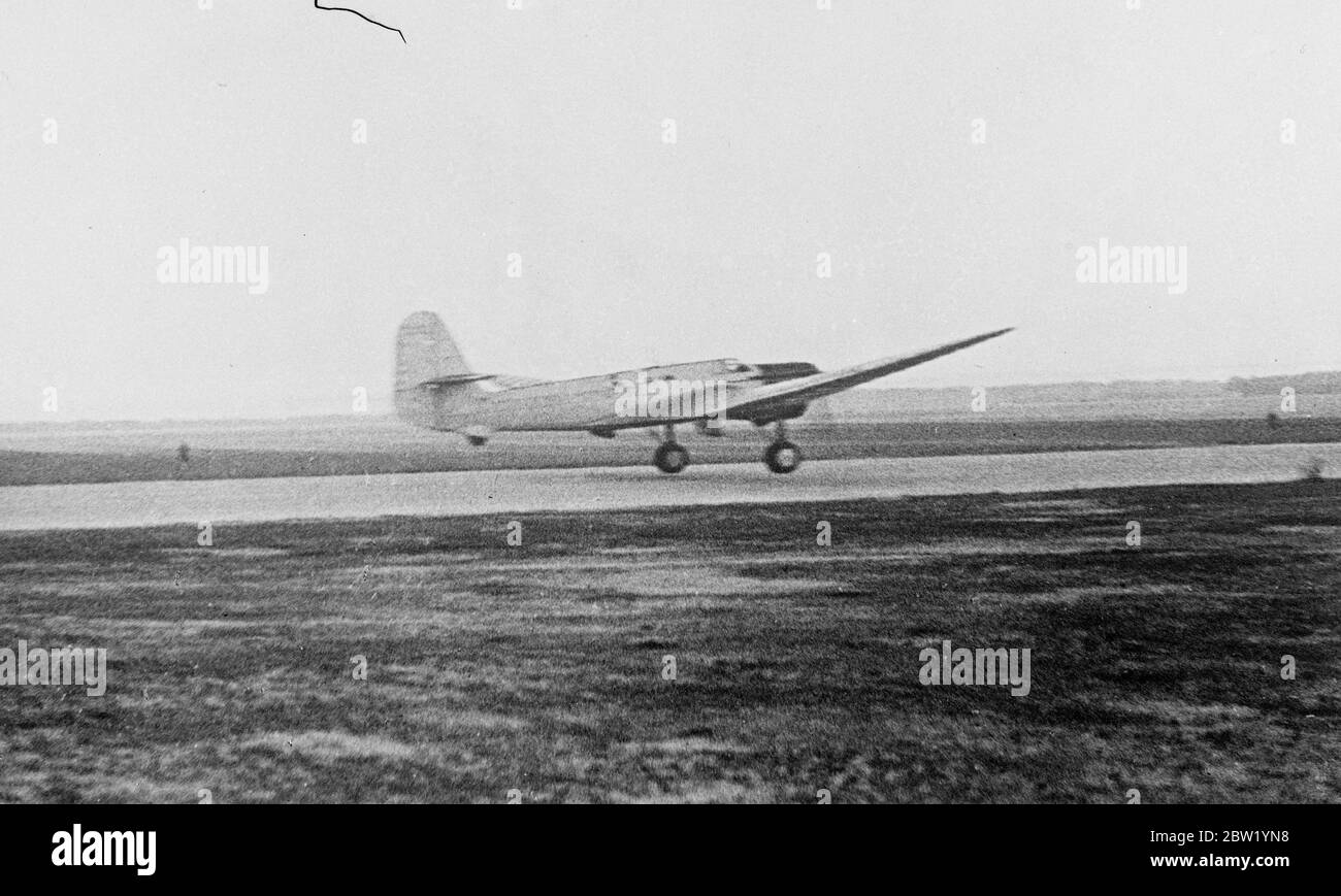 Soviet airmen back in Moscow after 16,000 miles trans Arctic flight. Enthusiastic Moscow citizens gathered at the Tushino aerodrome to welcome home the Soviet airmen who have just completed a remarkable 16,000 miles trans Arctic flight, another episode in the conquest of the Arctic regions. The flight was under the command of F B Fahrig, a well-known Soviet Arctic airmen, and the party included V A Patsinko, second pilot A P Shepenko, navigator M I Chagin and V A Demidov, the's and three passengers. Starting from Moscow, the plane flew east to Irkutsk, Siberia, the north-east through Yakutsk, Stock Photo