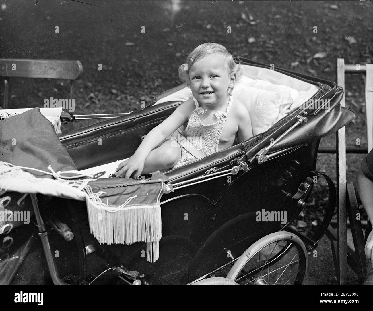 Francis Sitwell, who will be two years of age in September on an outing at Hyde Park. He is the son of Mr Sacheverell Sitwell the poet brother of Osbert and Edith Sitwell. 17 July 1937 Stock Photo