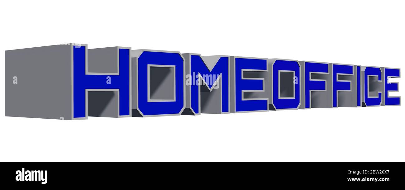 HOME OFFICE lettering on white background - 3D illustration Stock Photo