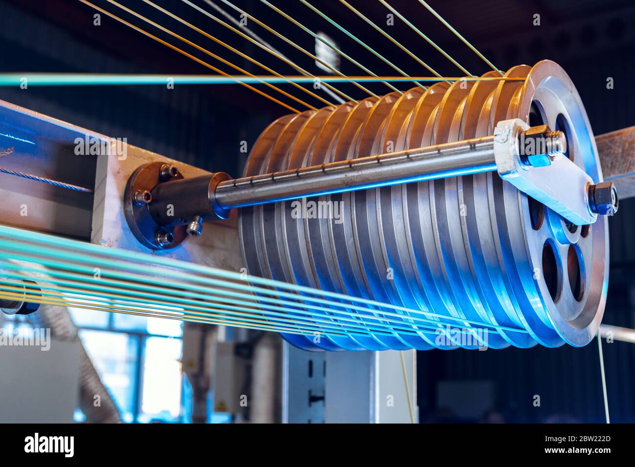 Inside a modern plant producing power electric cables and optical