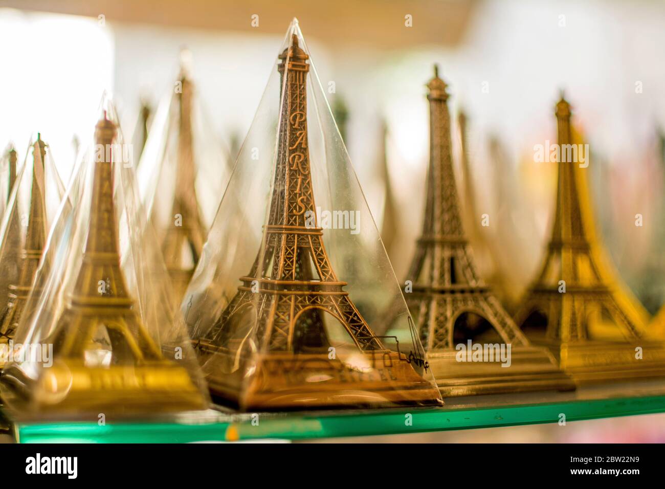 Souvenir Eiffel Towers for sale. Stock Photo