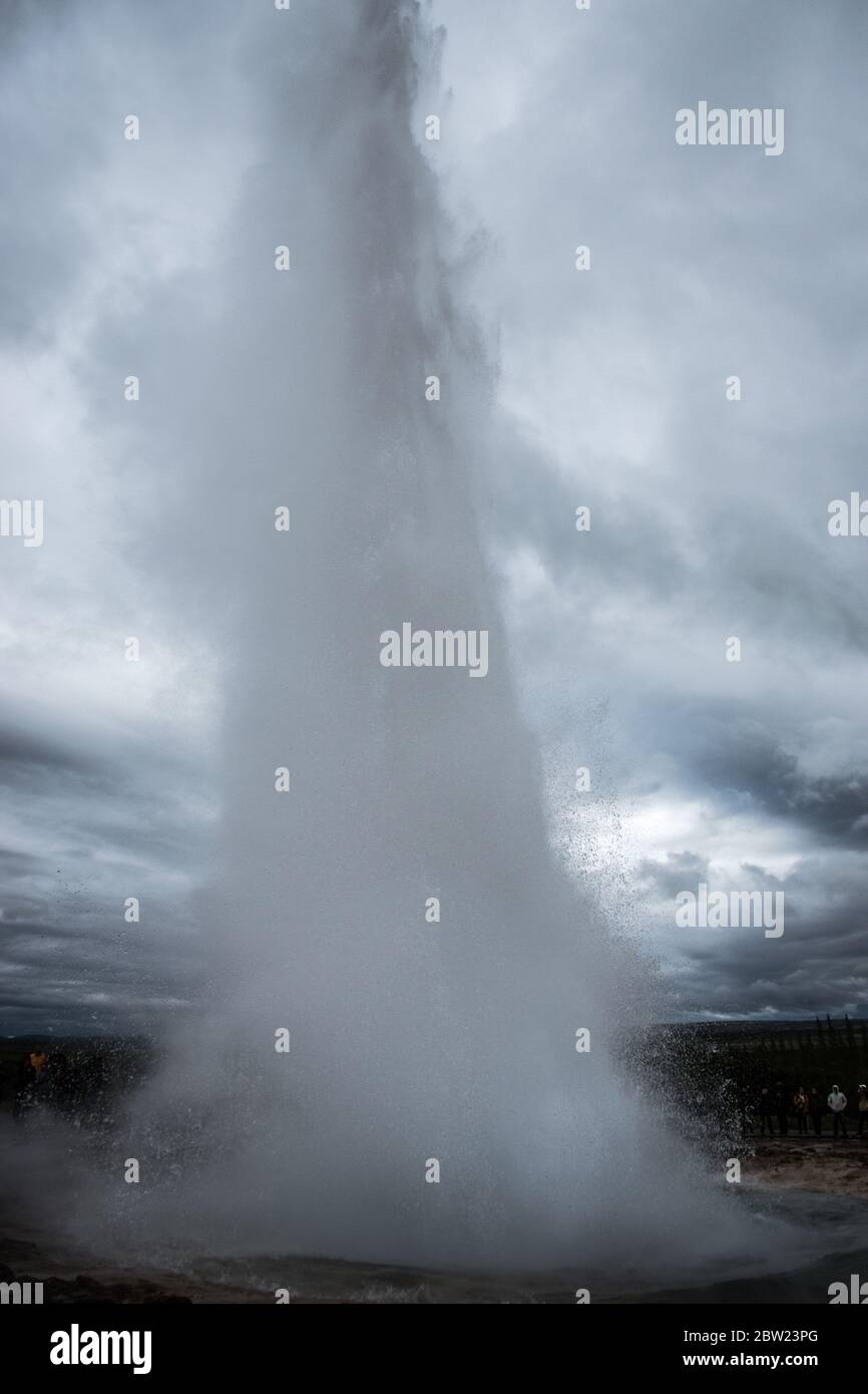 geyser on iceland blowing our steam Stock Photo - Alamy