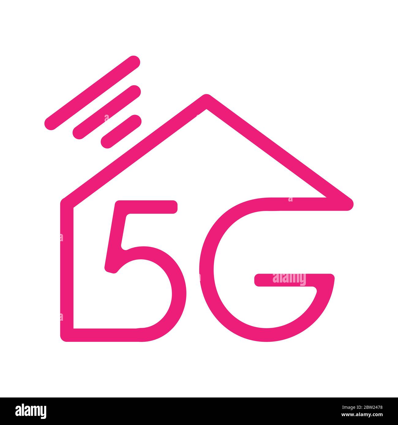5g logo with house - Concept 5G fast internet, Logo 5G over the silhouettes of houses. Vector stock illustration. Illustration 5g internet symbol in f Stock Vector