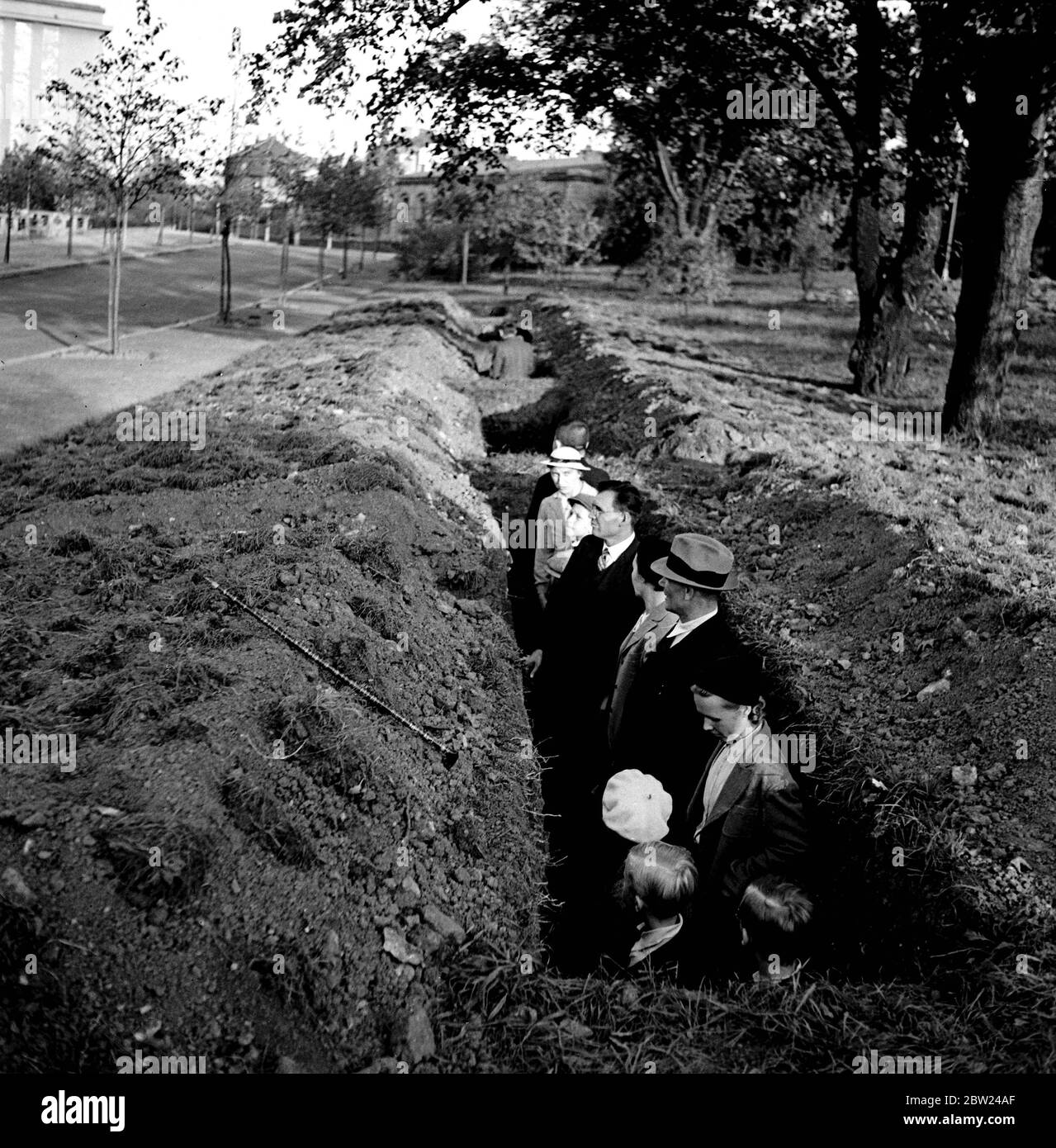 Air raid trenches in Prague. Stock Photo
