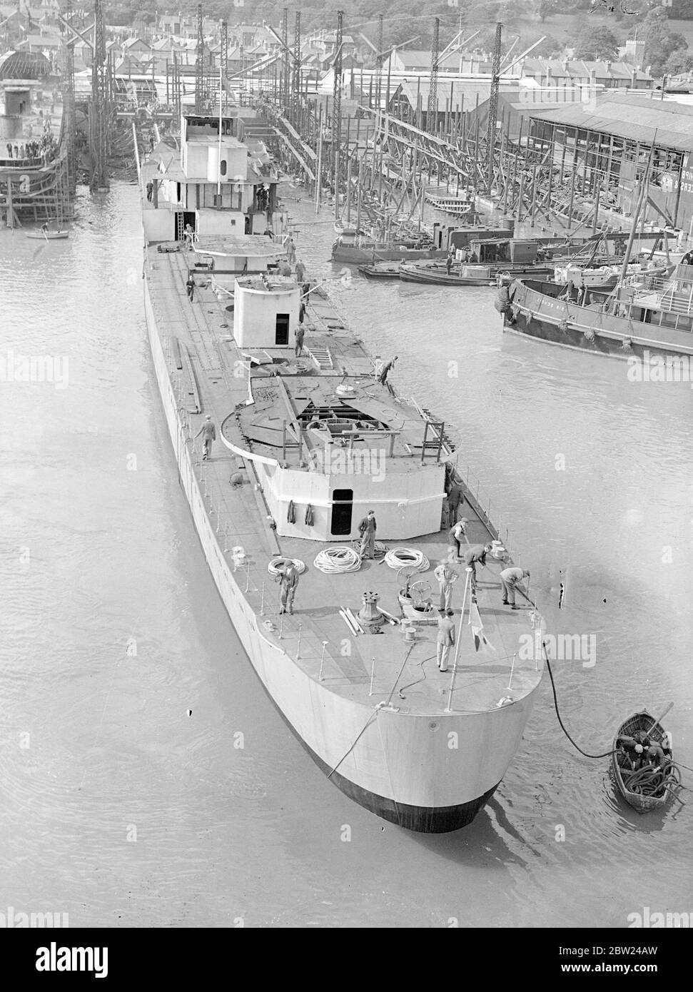 New destroyer launched by navy Black and White Stock Photos & Images