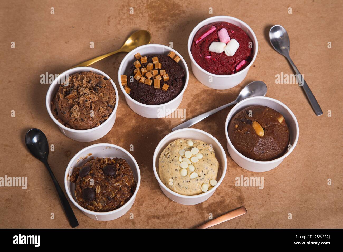 Assortment of Edible Cookie Dough Variety Tubs Stock Photo Alamy