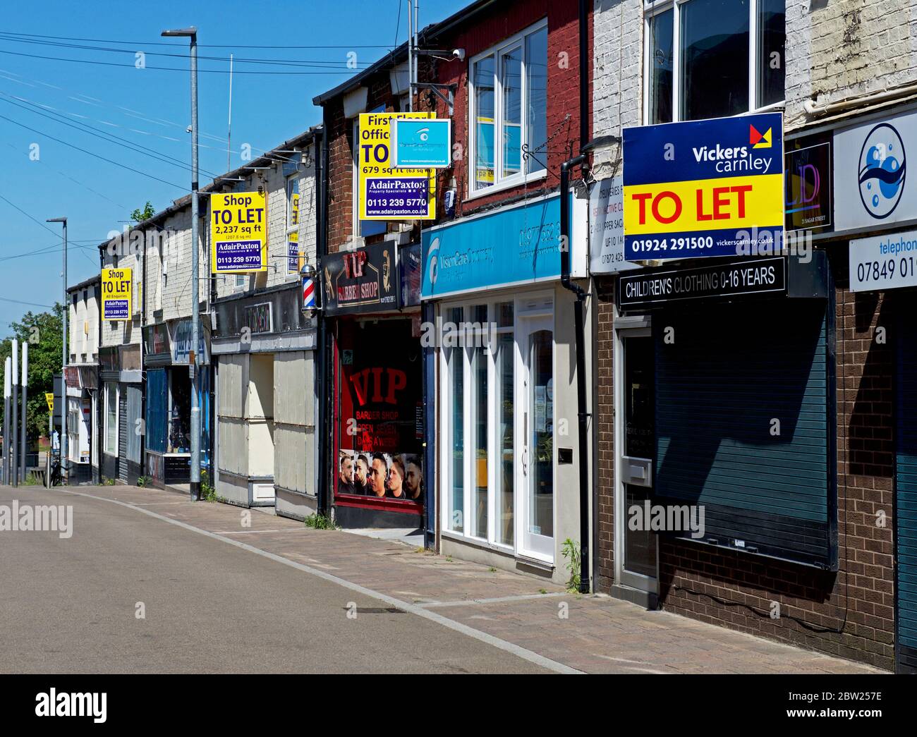 Shops to let in Castleford, West Yorkshire, England UK Stock Photo