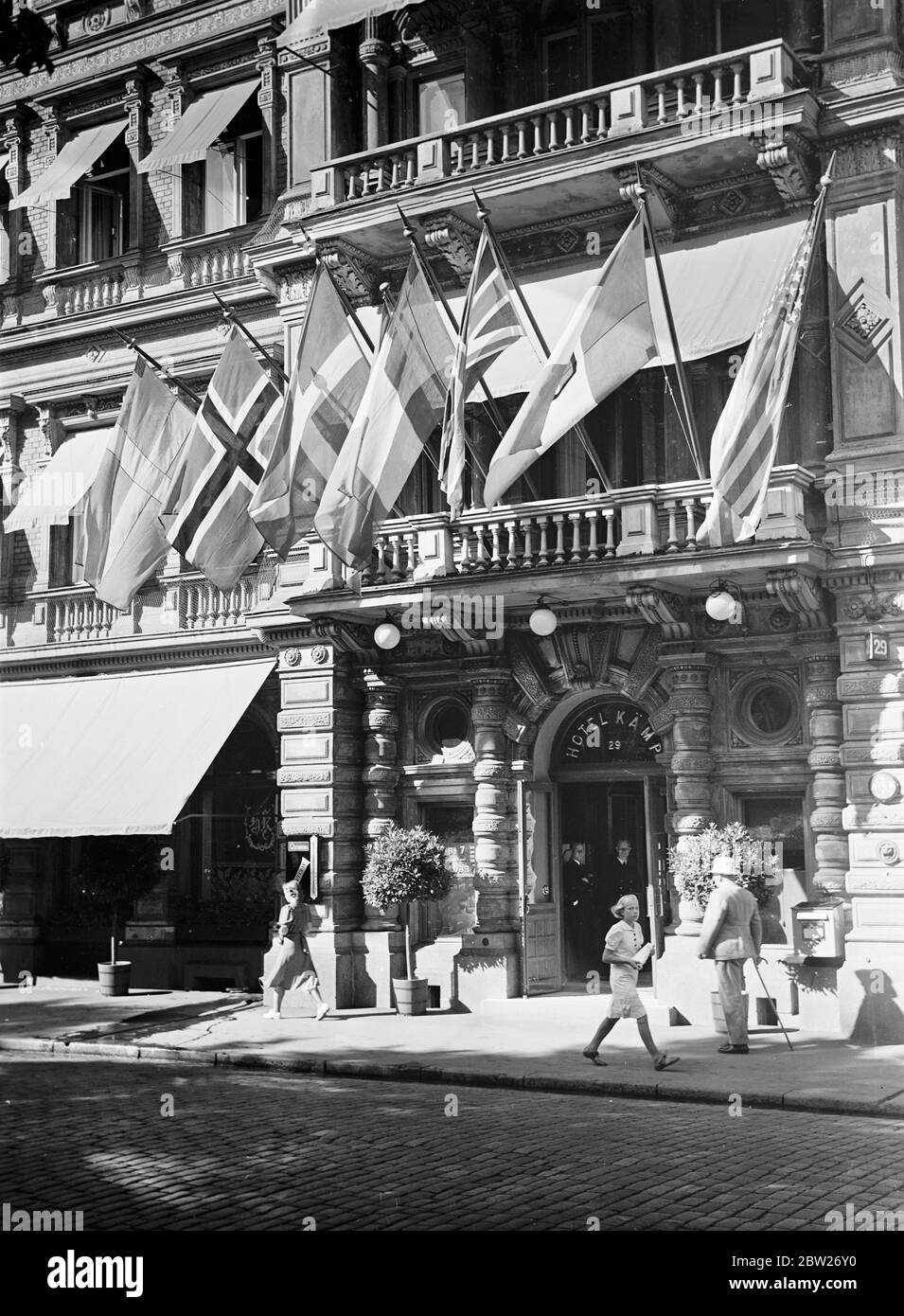 The entrance to the Hotel Kamp, Helsinki , Finland . c.1930s Stock Photo