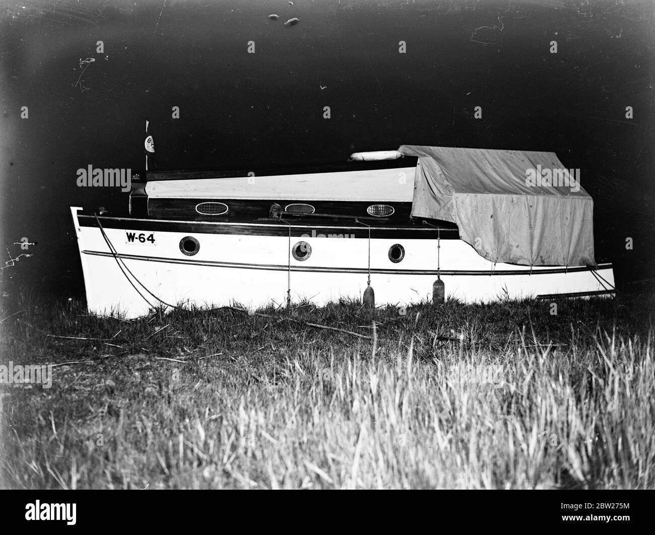 A night cruiser on The Broads. 1933 Stock Photo