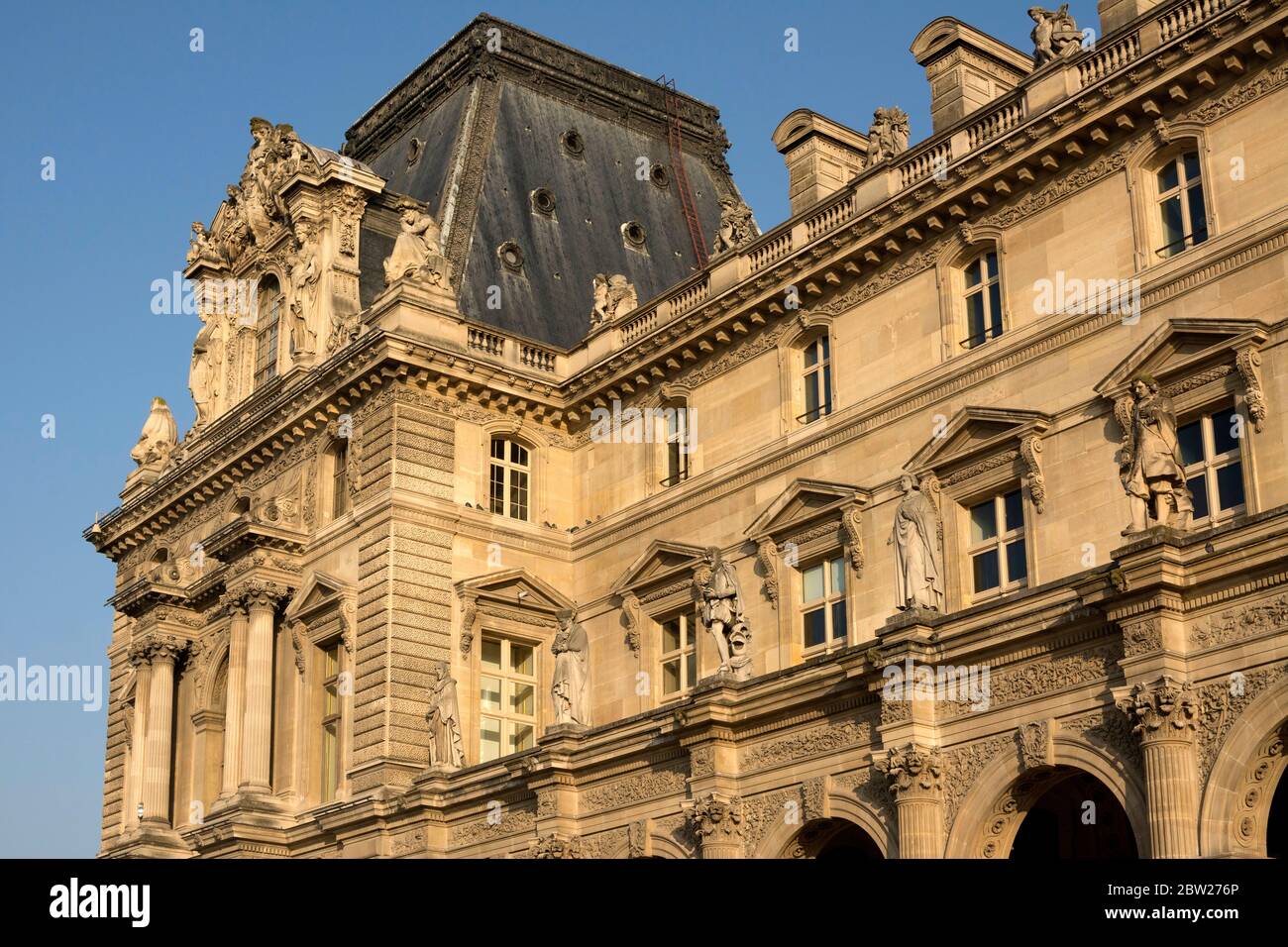 Musee du Louvre facade, Museum, Paris, Ile-de-france, France Stock Photo