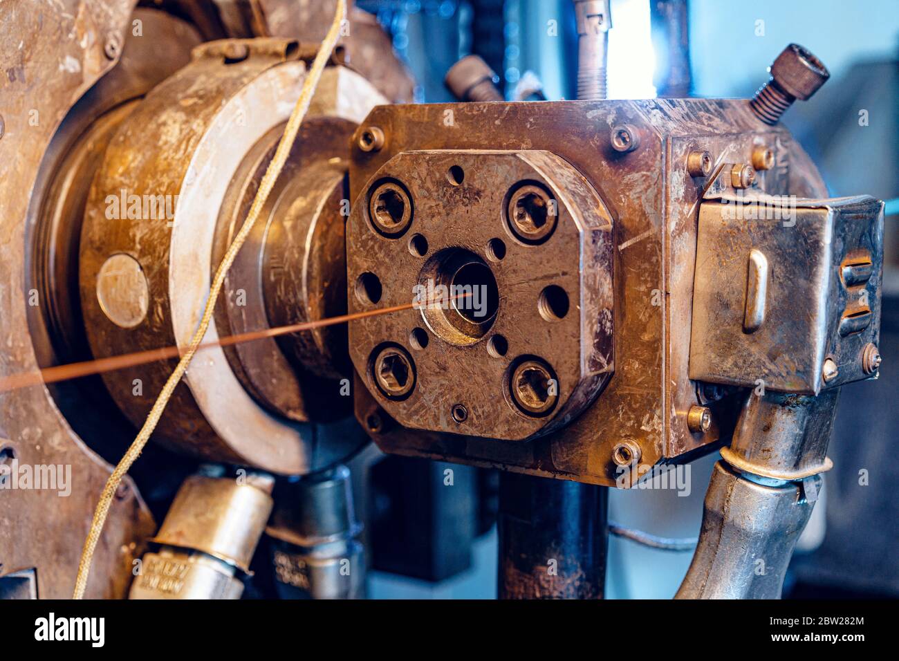 Cable production in process. Cable factory close up Stock Photo - Alamy
