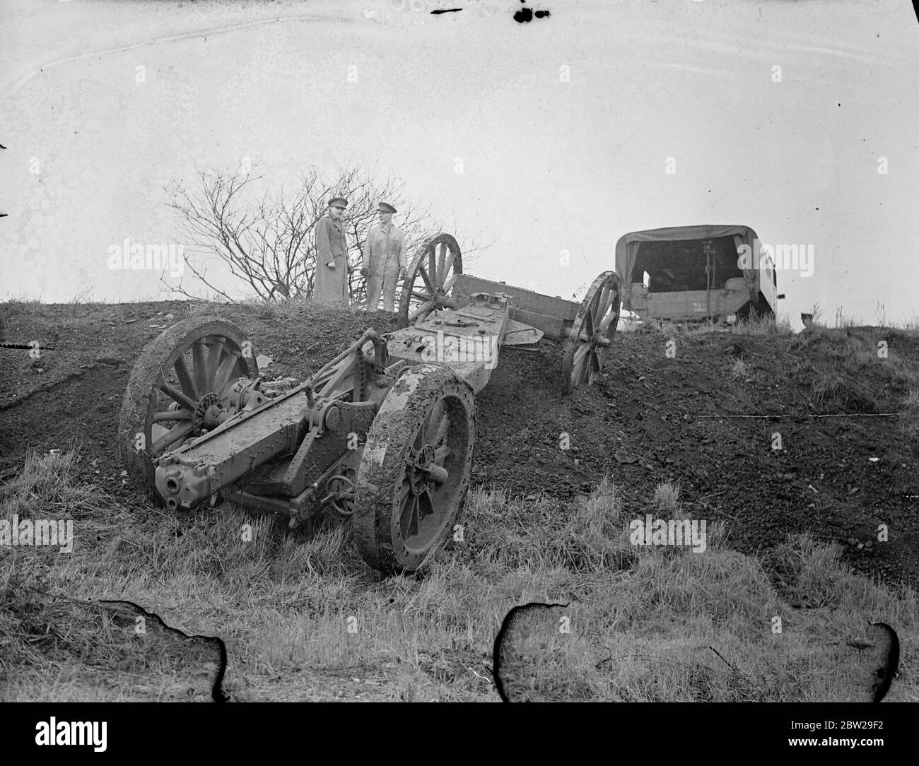 Training young men for the mechanised army. Tractor and tank instruction at Woolwich Arsenal.. These pictures, believed to be the first made in the Woolwich Arsenal since the War, show the intensive training of young men chosen from different artillery units as instructors for Britain's new mechanised army. In the Arsenal, the most carefully guarded place in the Empire, these men crash like tractors, huge tanks and heavy six wheeled lorries with equal facility down steep 45Â° gradients. There given extensive courses on the maintenance of tanks and motor vehicles and after their period of train Stock Photo