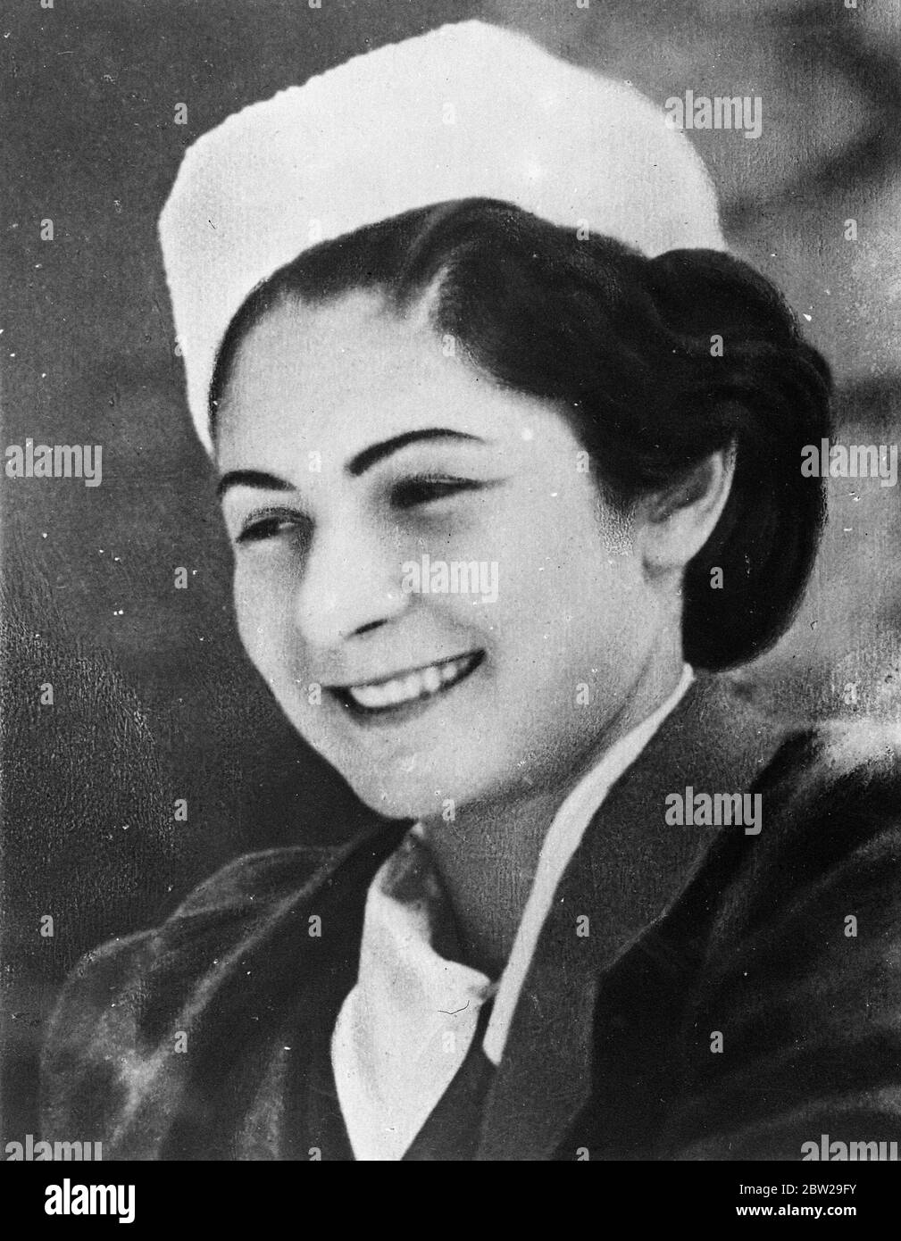 King Farouk to marry in January. Mlle Farida Zulficar, fiancee of the young King Farouk of Egypt. The wedding of the boy king will take place in the first week of January 1938, at Montaza Palace, his summer residence near Alexandria. In accordance with the customer. It is possible that the bride will not be present at the ceremony. Stock Photo