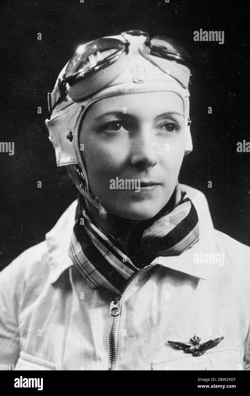 Irene Schmeder, platinum blonde French airwoman, is being confronted at Versailles Assizes today (Thursday) with the man she is alleged to have shot in an aeroplane, a year ago. She is being tried on a charge of attempting to murder Pierre Lallement, who, she says, was her lover. 2 December 1937 Stock Photo