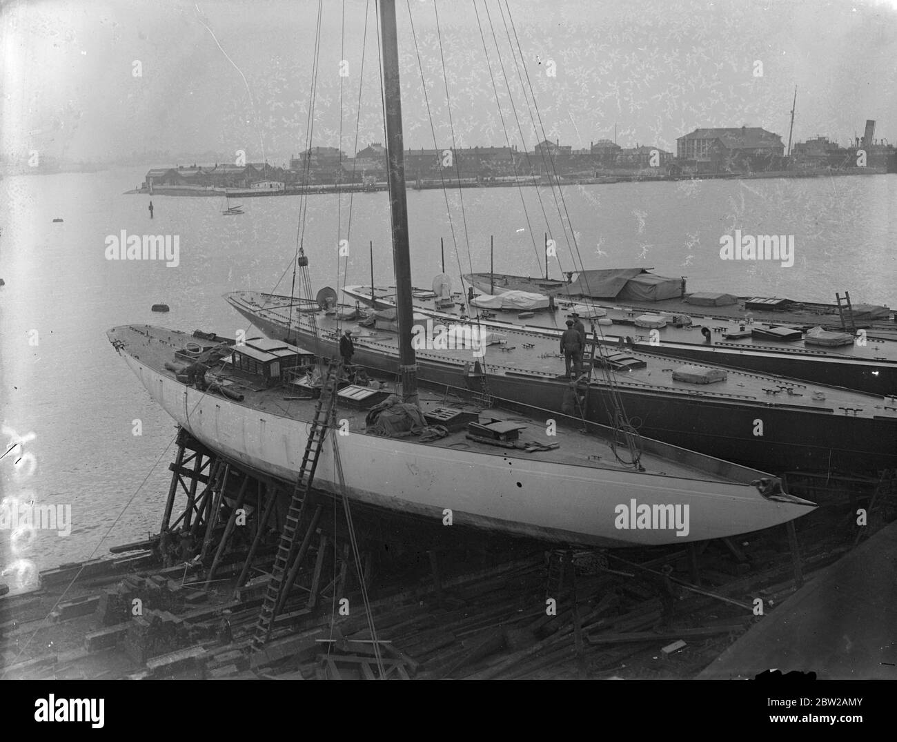 Big yachts laid up at Gosport for the winter. Britain's big 'J' class