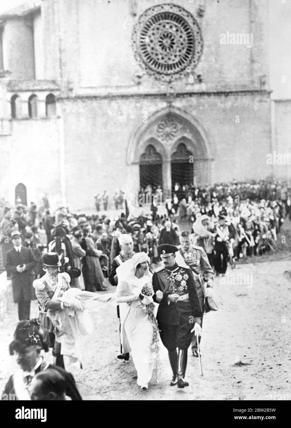 The wedding of the King of Bulgaria and Princess Giovanna of Italy at Assizi. October 1930 Stock Photo