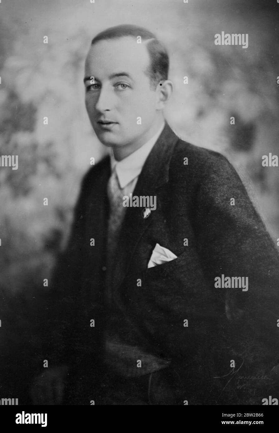 Prince Ernst-Rudiger von Starhemberg who attended a coup d'Ã©tat in Austria. [Ernst RÃ¼diger Camillo Starhemberg - Austrian nationalist and conservative politician, a leader of the Heimwehr and later of the Christian Social Party / Fatherland's Front.] 16 September 1931 Stock Photo