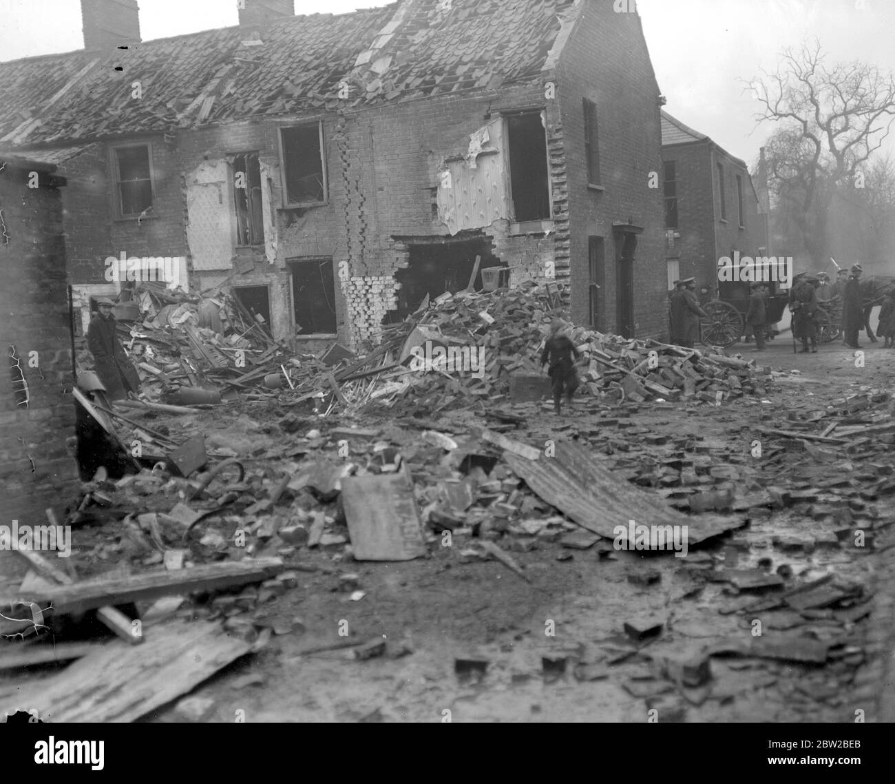 Kings Lynn Air Raid. Ruined houses by bomb in Bentinch St. 19141918