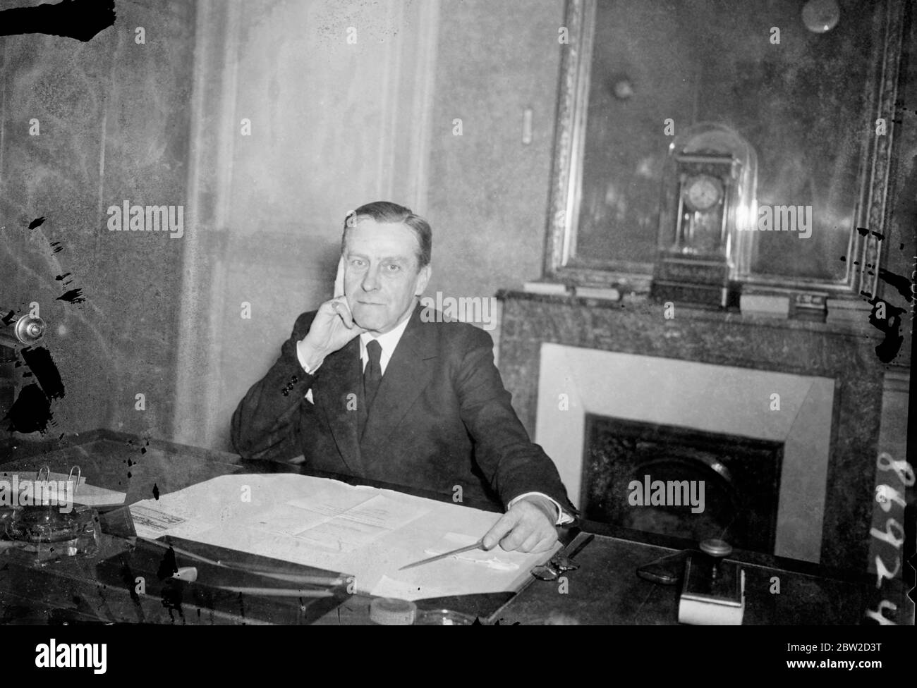 The latest pictures, made at his Paris office, of Admiral Fernet, High Council of the National Fefence for France. 29 June 1939 Stock Photo