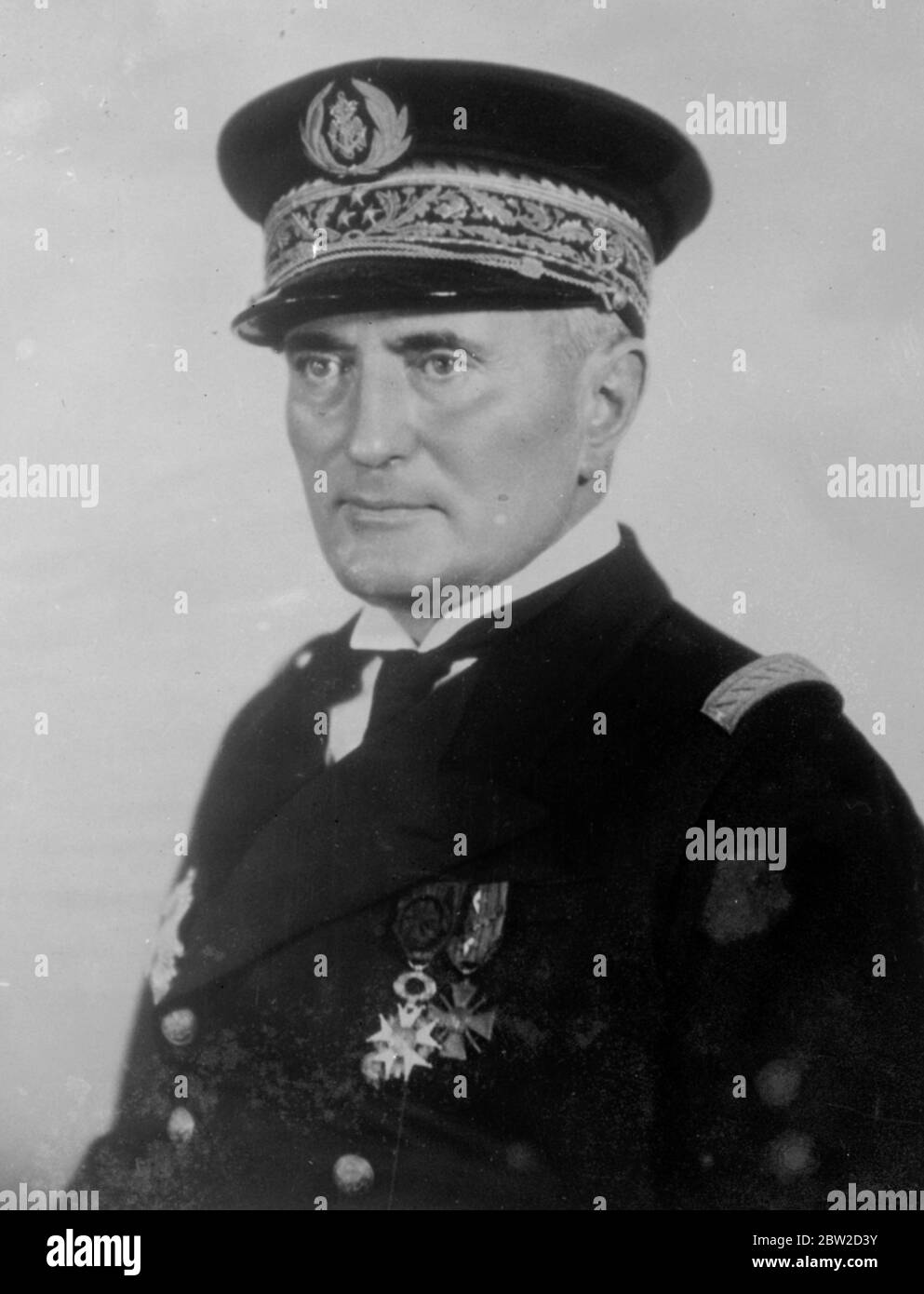Now raised to Admiral of the Fleet, a rank that has not existed since 1870, Vice Admiral Francois Darlan assumed supreme command of the French Naval Forces. Photo shows: Admiral of the Fleet, Darlan. 29 June 1939 Stock Photo