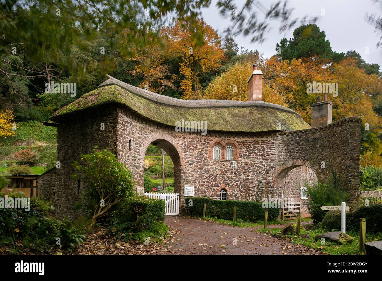 Worthy Toll House at the entrance to Worthy Toll Road near Porlock in the Exmoor National Park, Somerset, England. Stock Photo