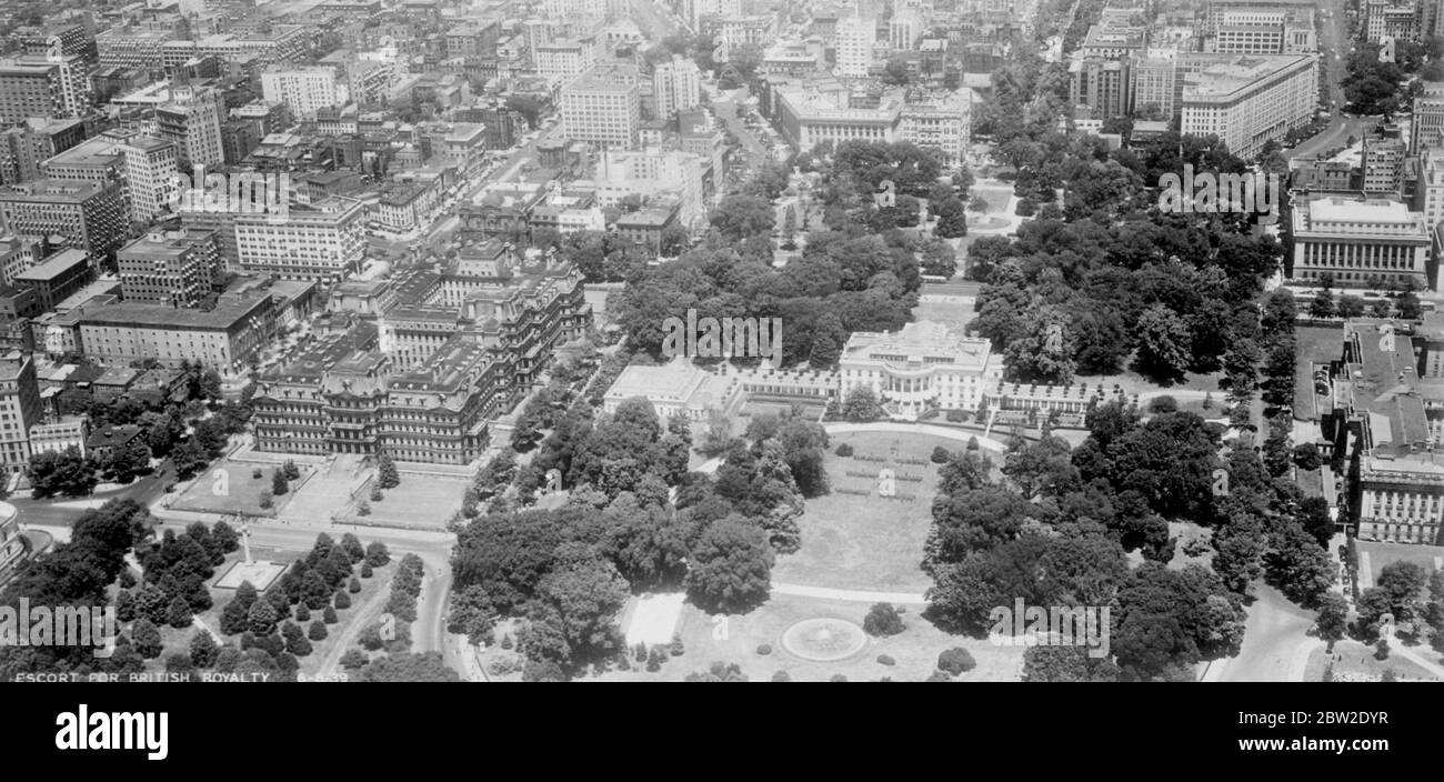 Aerial view showing the White House. Washington D.C. {No Date} Stock Photo