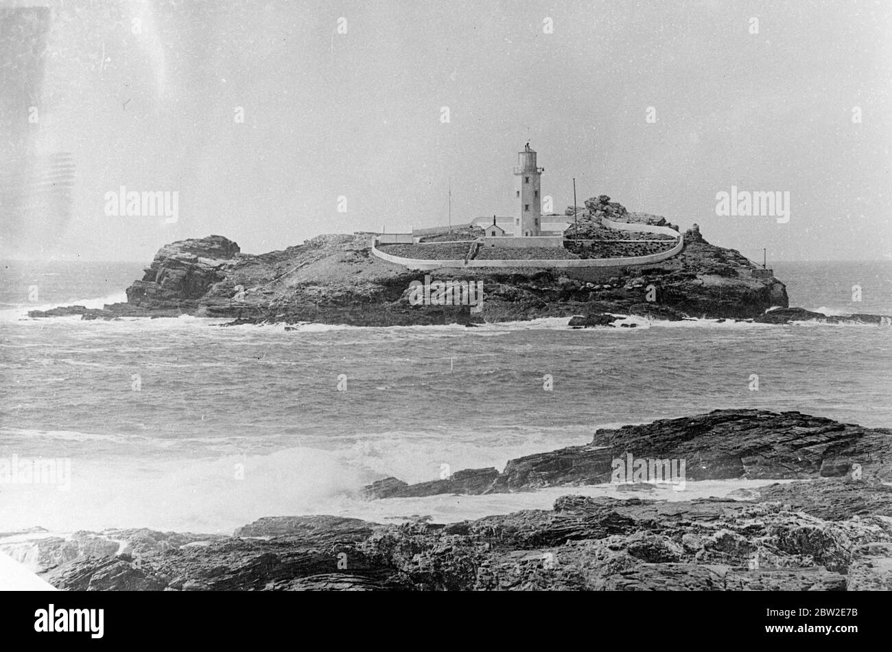 Godrevy Lighthouse sent I'd stay Cornwall. 23 July 1937 Stock Photo