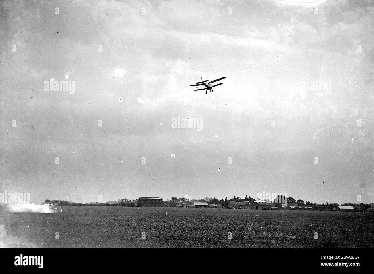 Aeroplane bombing drill. 1934 Stock Photo