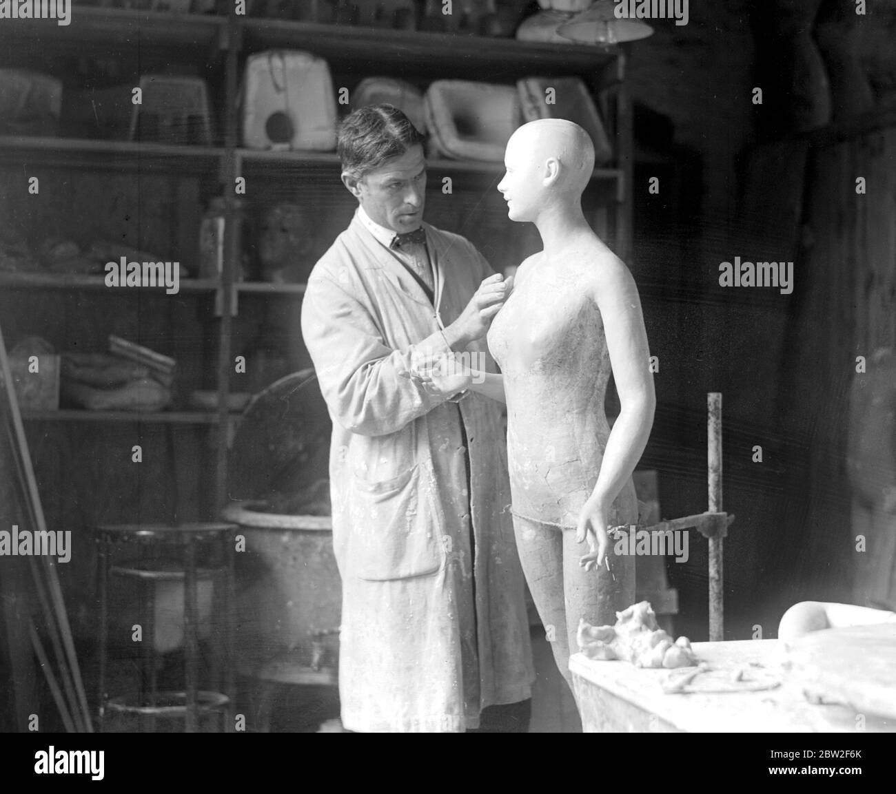 The making of wax models at Sage's, Gray's Inn Road. The initial stage