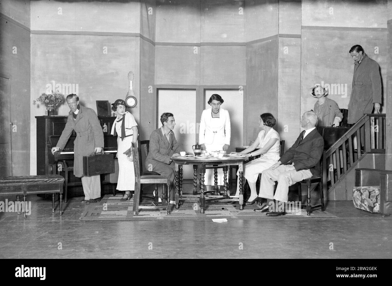 Central School, the staff, 3rd Scene of Hey Fever. 1934 Stock Photo