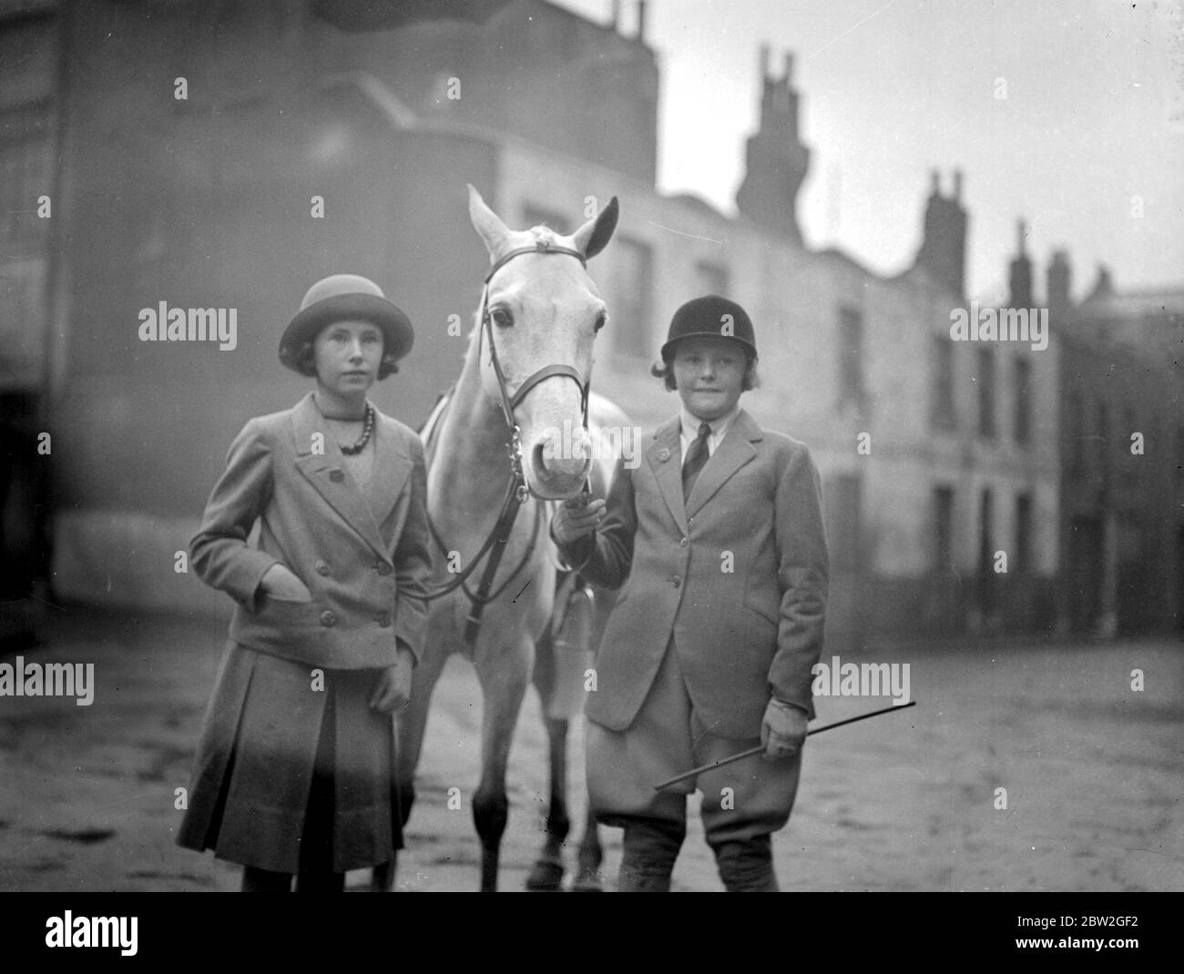 Hunter show at the Agricultural Hall. Hon Sheila (right) and Hon Pamela Digby with Poppy. Stock Photo