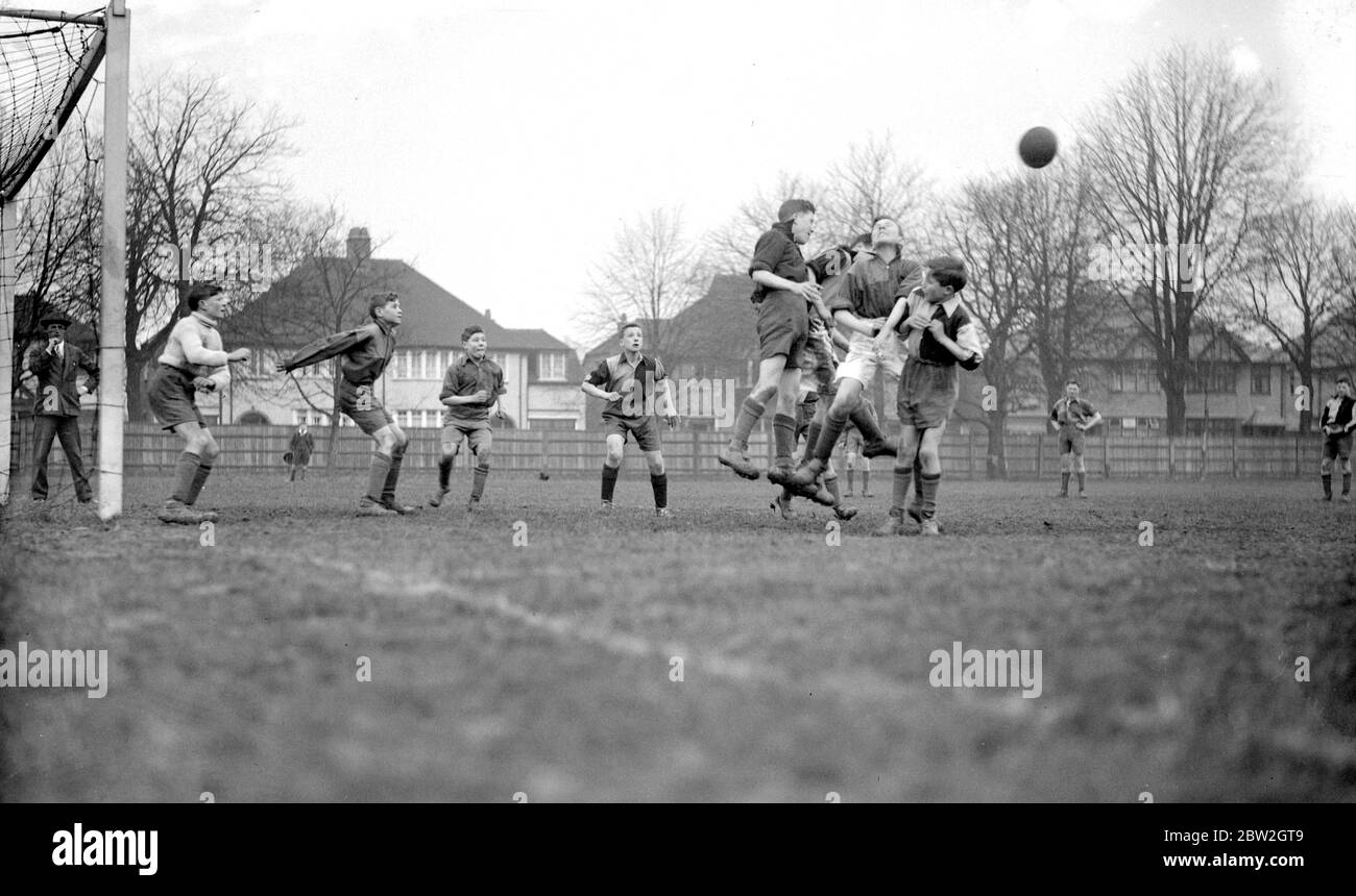 Boys football match. 1933 Stock Photo Alamy