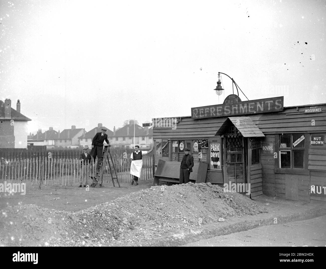 Cafe Fenced in Eltham, Kent. 30 October 1934 Stock Photo