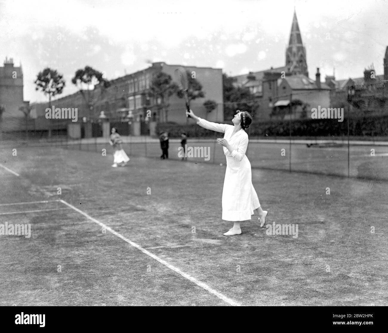 Lawn Tennis at Queen's Club in aid of the 'Star and Garter' fund. Mrs Winston Churchill 15 July 1916 Stock Photo