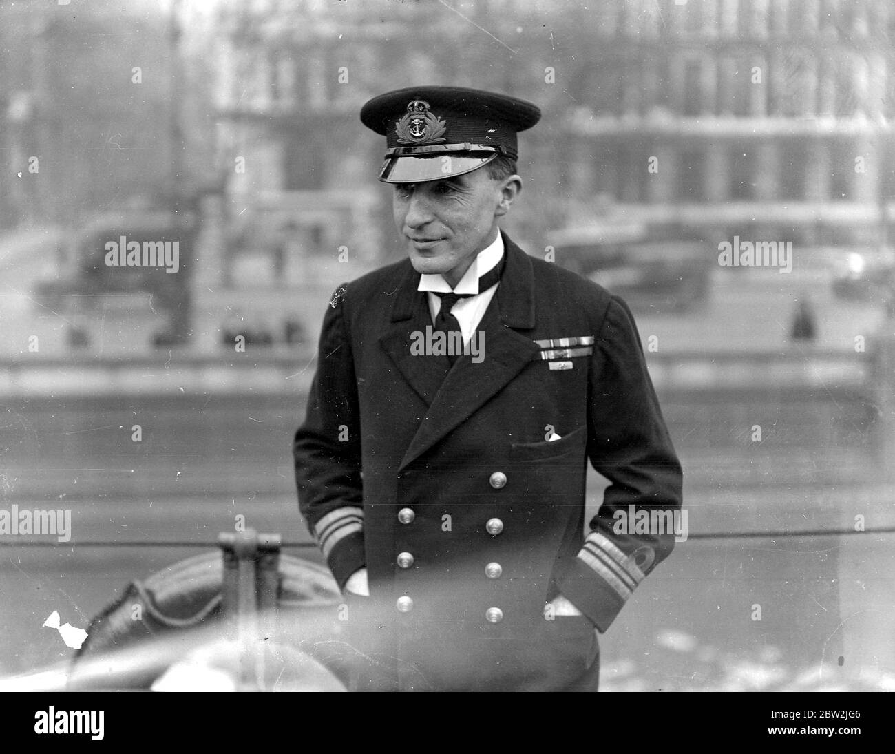 Lieut Commander Michell, M.V.O. D.S.O. R.N. of H.M.S. President, who was instrumental in rescuing a woman from the river Thames, London. 18 November 1926 Stock Photo