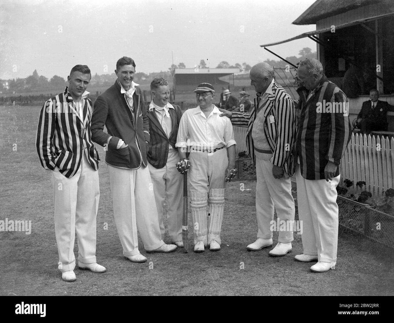 Sir W Smithers and Sir E. Campbell at a cricket match. 1934 Stock Photo