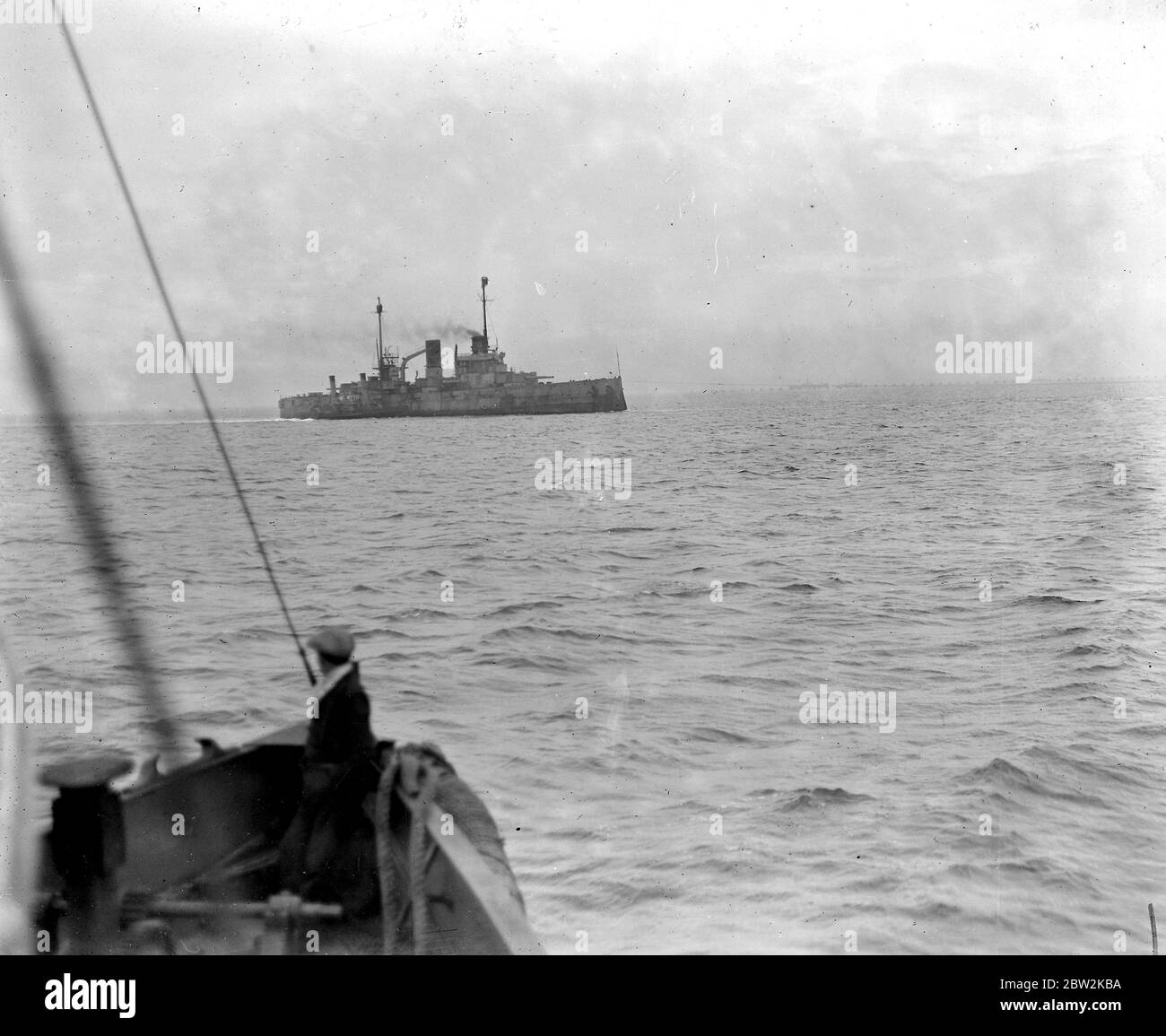 Surrender of German Warships in Firth of Forth. One of the surrendered warships. 14th May 1920 Stock Photo