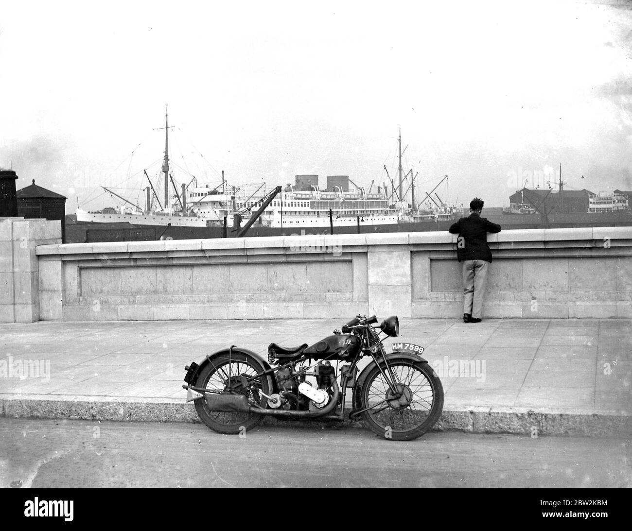 Silvertown Way with Motorcycler. 1934 Stock Photo